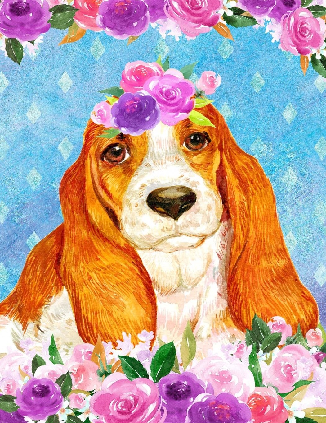 My Big Fat Journal Notebook For Dog Lovers Basset Hound In Flowers: 300 Plus Pages, Jumbo Sized Plain, Blank Unlined Journal Notebook For Journaling, ... by 11 Size. (Jumbo Plain Journal 2, Band 95) Self-help
