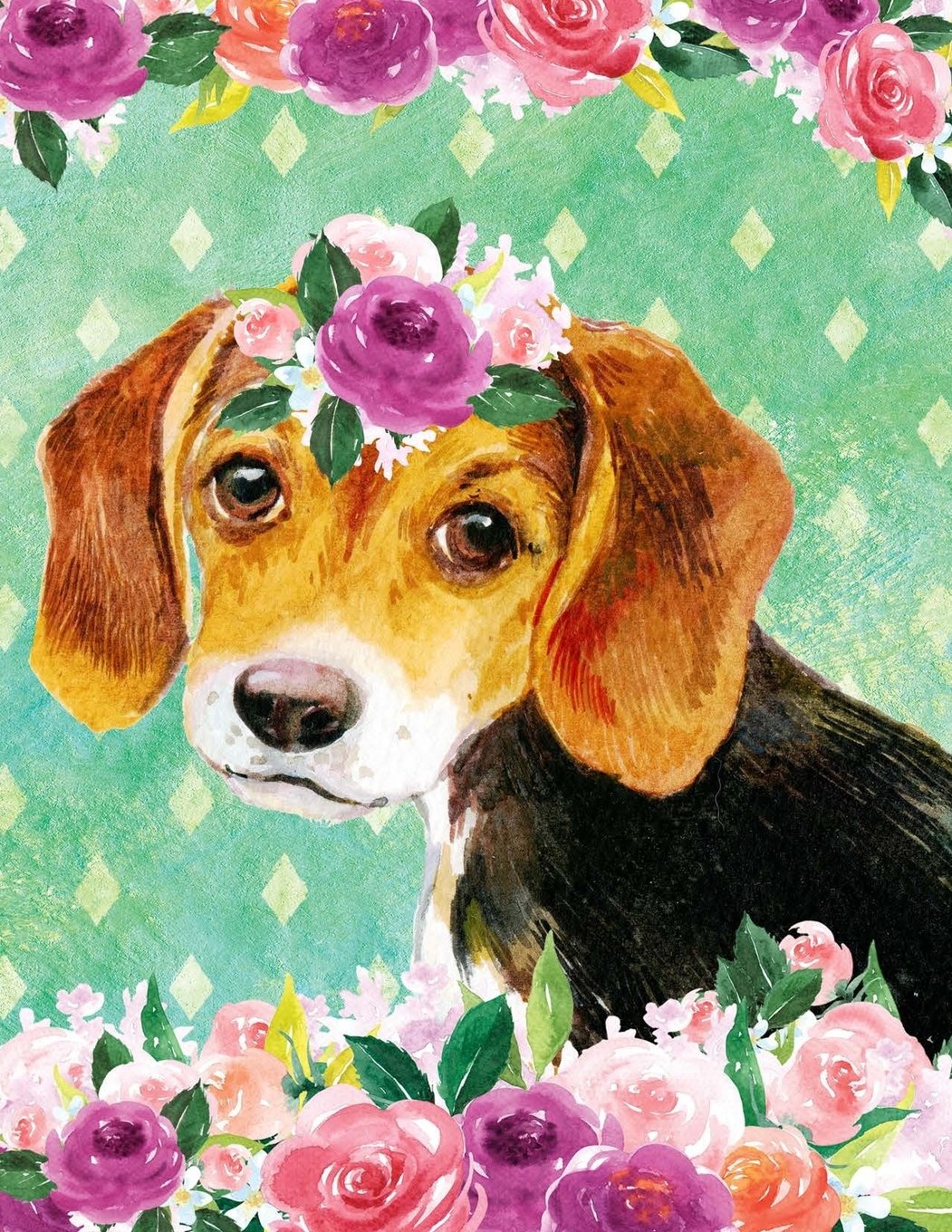 My Big Fat Bullet Journal For Dog Lovers Beagle Puppy In Flowers: Jumbo Sized Dot Style Bullet Journal Notebook - 300 Plus Numbered Pages With 300 Dot ... (Jumbo Dot Journal Series 3, Band 2) Books