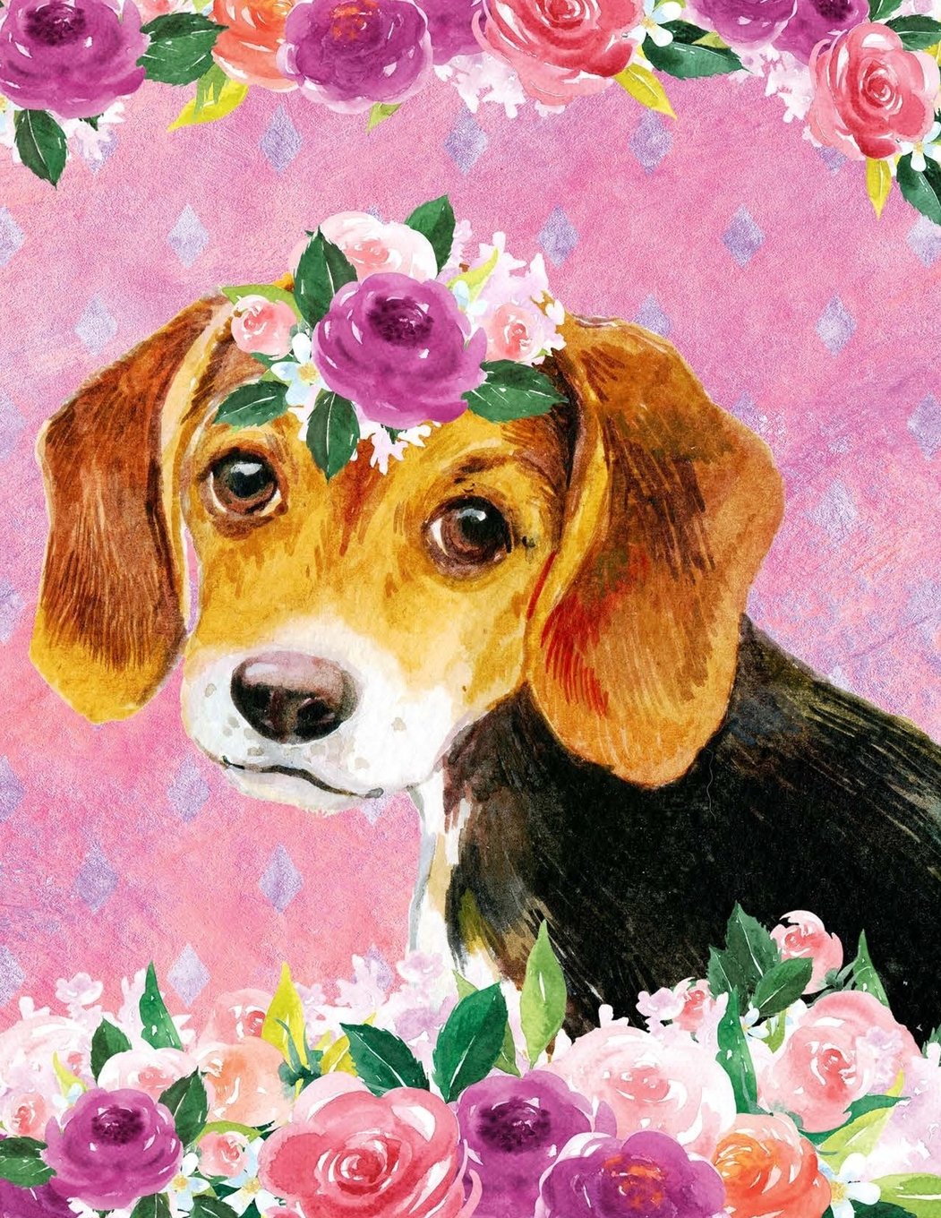 My Big Fat Bullet Journal For Dog Lovers Beagle Puppy In Flowers: Jumbo Sized Dot Style Bullet Journal Notebook - 300 Plus Numbered Pages With 300 Dot ... (Jumbo Dot Journal Series 3, Band 3) Books