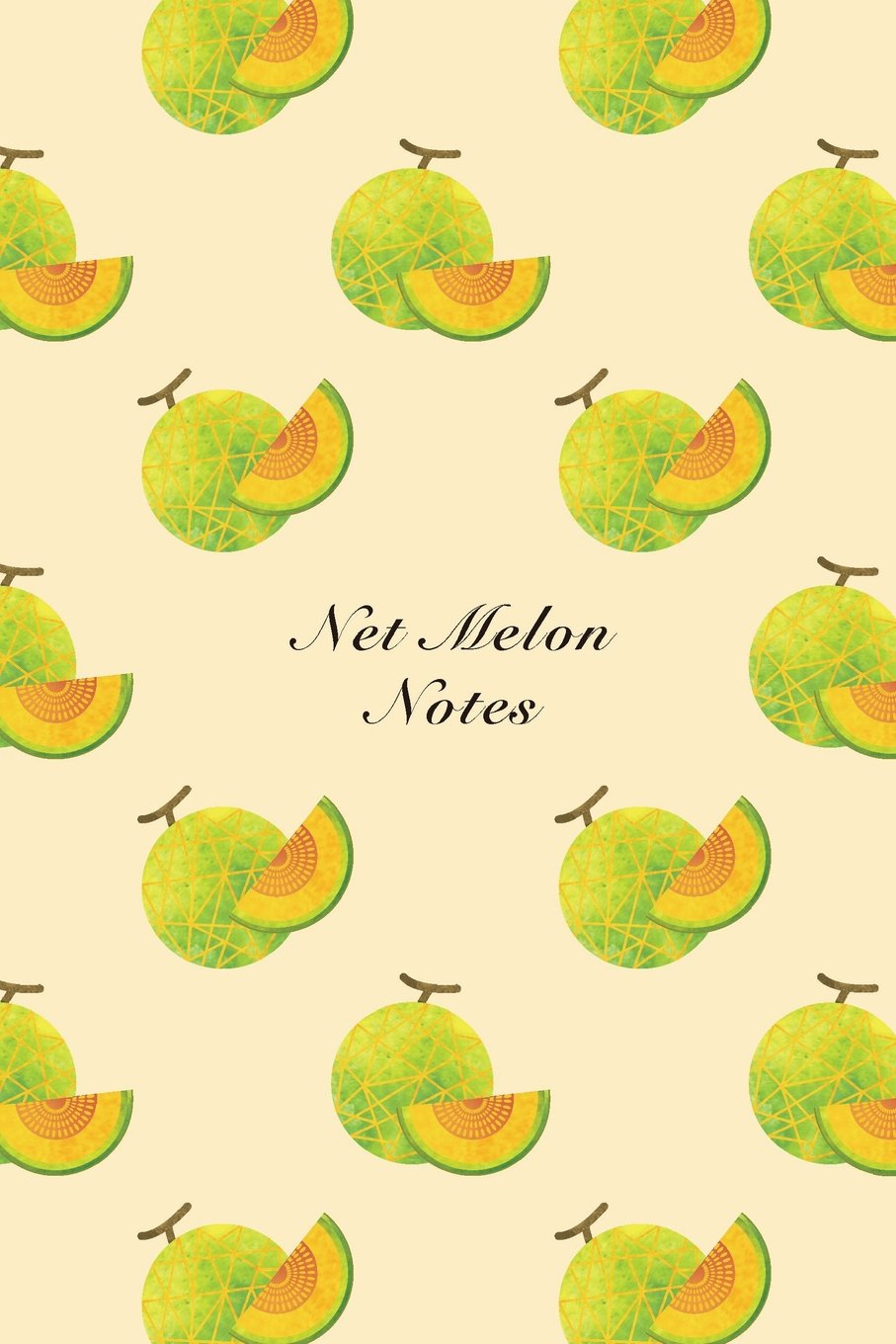 Net Melon Notes: 6"x9" Unruled Blank Notebook Watercolor Texture Design Tropical Organic Fruit Pattern Cover. Matte Softcover Note Book Journal Mathematics