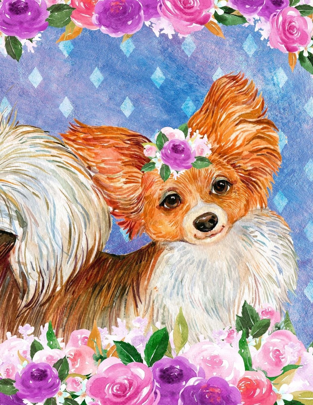 My Big Fat Bullet Journal For Dog Lovers Papillon In Flowers: Jumbo Sized Graph Design Bullet Notebook Journal - 300 Plus Numbered Pages With 300 ... Doodling. (Jumbo Graph Journal 3, Band 11) Books