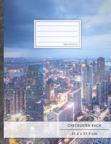 Checklisten-Buch: DIN A4 • 70+ Seiten, Softcover, Register, "Big City" • #GoodMemos • 18 Checkboxen + Platz für Notizen/Seite (inkl. Register mit Datum uvm.) Business, Finance & Career