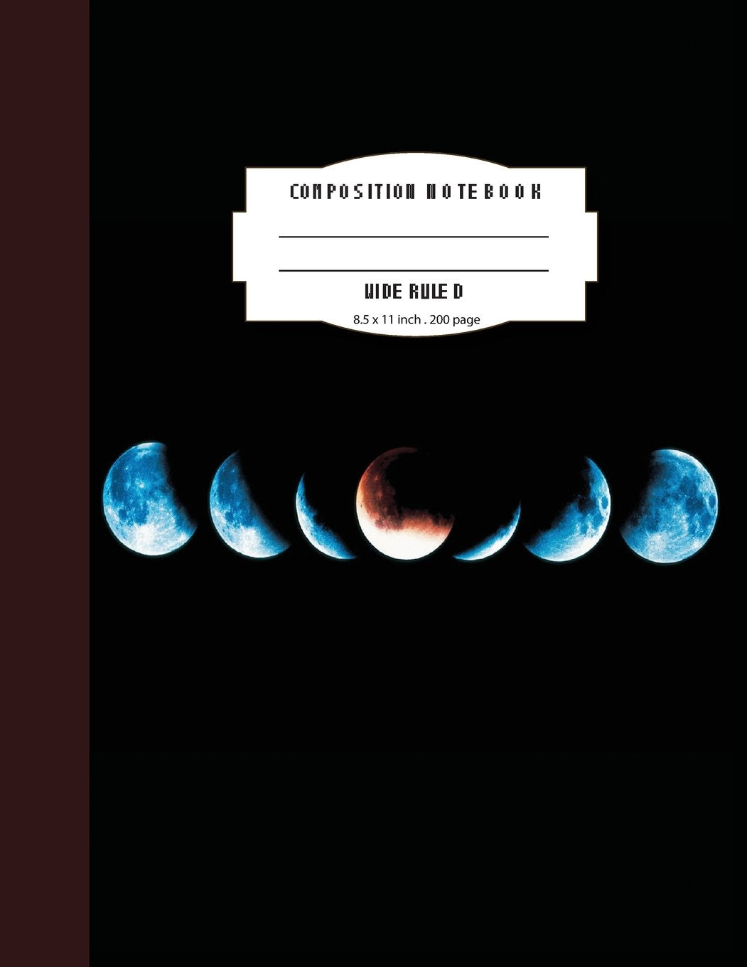 Composition notebook wide ruled 8.5x11 inch 200 page,Blue moon phase: Large composition book journal for school student/teacher/office Books