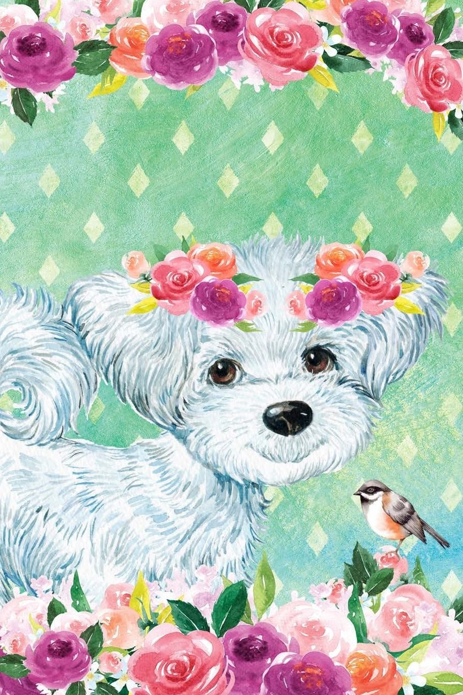 Bullet Journal Notebook For Dog Lovers White Fluffy Puppy In Flowers 2: Graph Design - 162 Numbered Pages With 150 Graph Style Grid Pages, 6 Index ... Men, Kids, 160 Pages, Easy To Carry Size. book