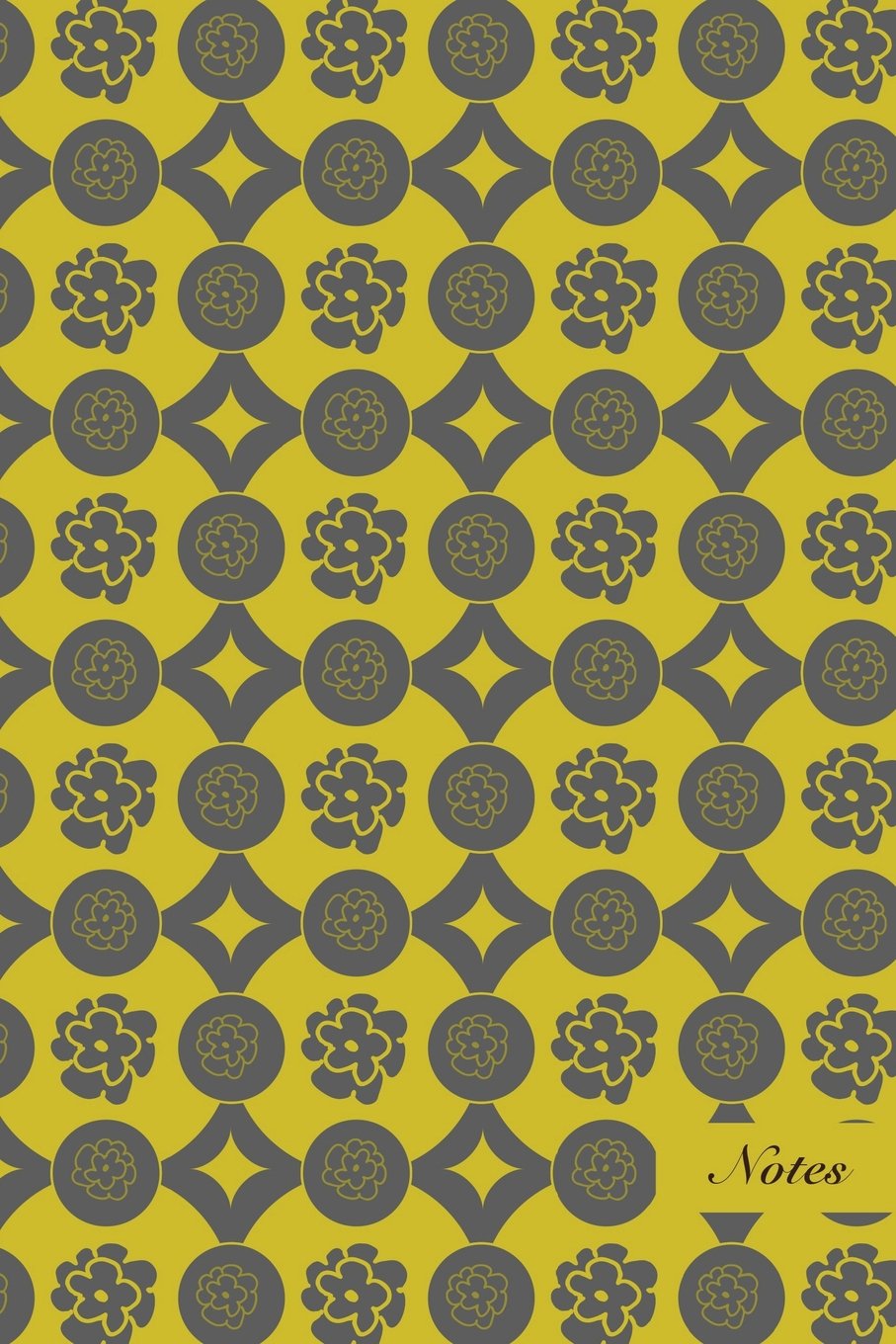 Notes: 6"x9" Unruled Blank Notebook Vintage Retro Round Flower Pattern Cover. Matte Softcover Note Book Journal Film, Art & Culture