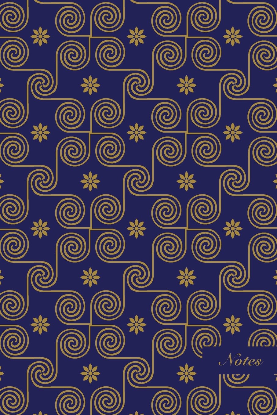 Notes: 6"x9" Unruled Blank Notebook Golden Round Spiral Vortex Line Flower Seamless Pattern Cover. Matte Softcover Note Book Journal Film, Art & Culture