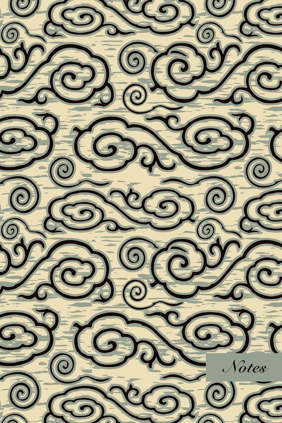 Notes: 6"x9" Blank Lined Page Notebook Asian Ancient Spiral Curve Vortex Cloud Seamless Pattern Cover. Matte Softcover Ruled Note Book Journal Film, Art & Culture