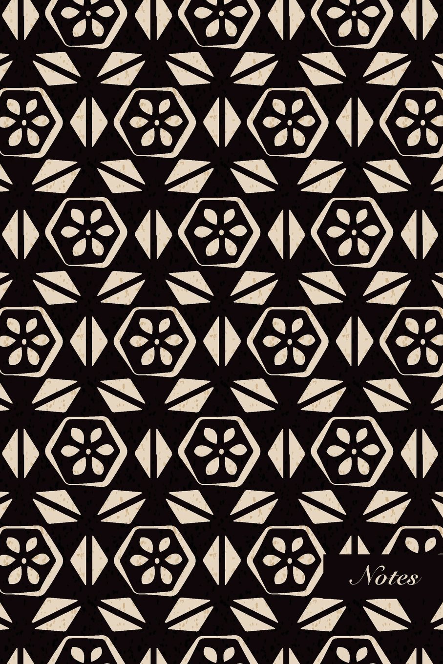 Notes: 6"x9" Blank Lined Page Notebook Triangle Ancient Cross Flower Polygon Frame Seamless Pattern Cover. Matte Softcover Ruled Note Book Journal Film, Art & Culture