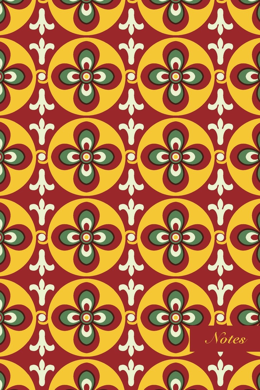 Notes: 6"x9" Blank Lined Page Notebook Exotic Round Curve Cross Flower Seamless Pattern Cover. Matte Softcover Ruled Note Book Journal Film, Art & Culture