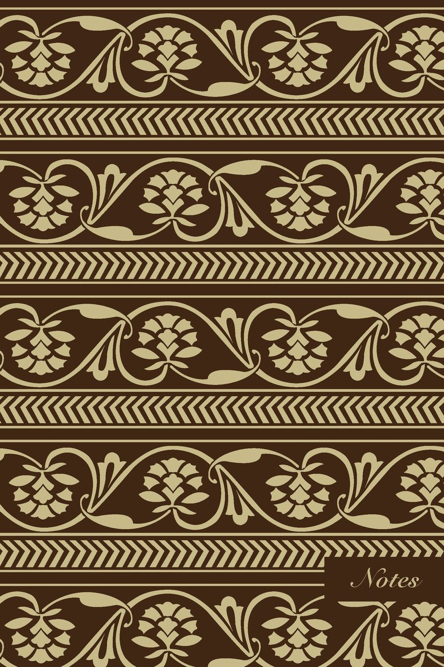Notes: 6"x9" Blank Lined Page Notebook Aboriginal Spiral Curve Cross Vine Leaf Flower Arrow Line Seamless Pattern Cover. Matte Softcover Ruled Note Book Journal Film, Art & Culture
