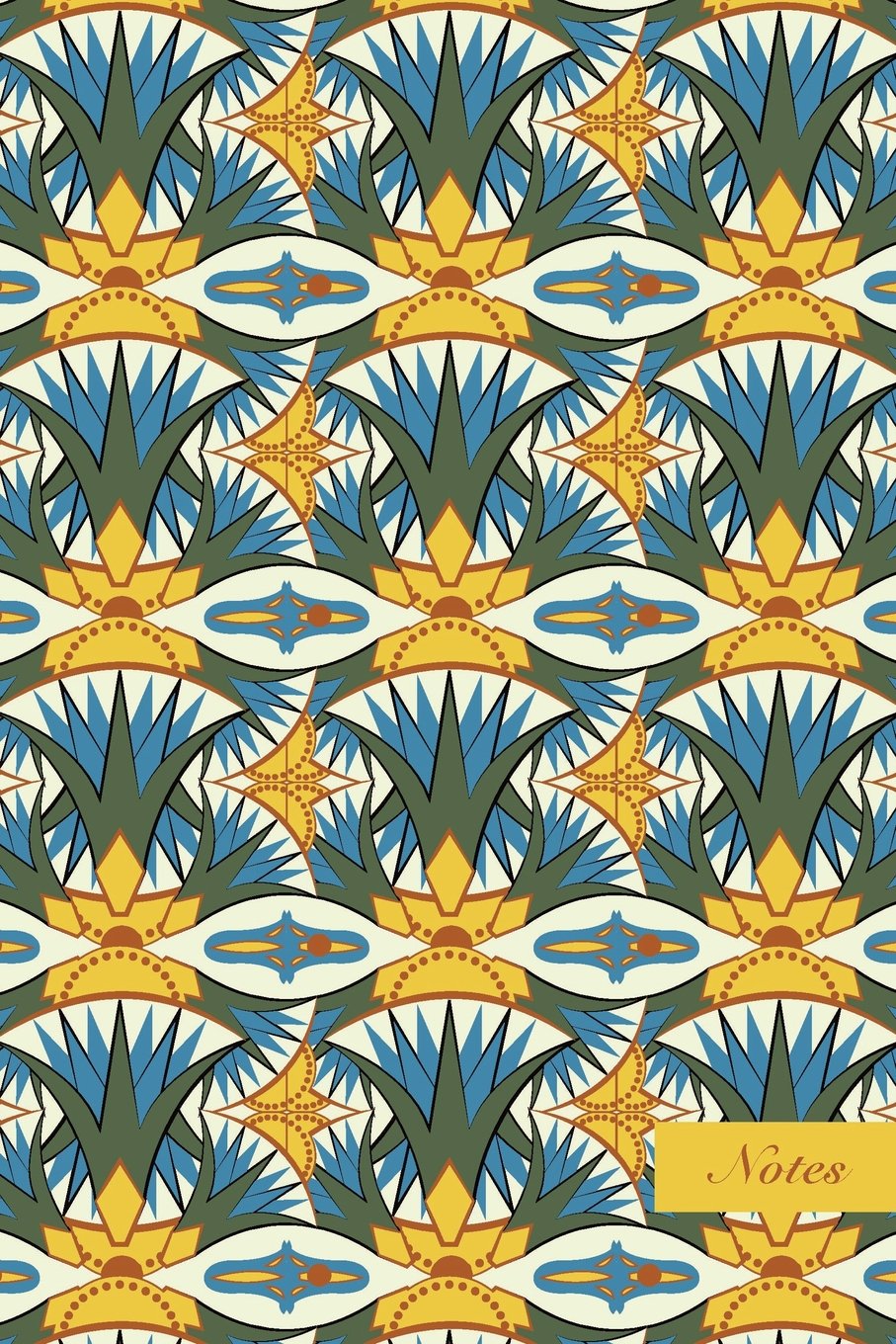 Notes: 6"x9" Blank Lined Page Notebook Oriental Aboriginal Botanic Garden Leaf Flower Plant Seamless Pattern Cover. Matte Softcover Ruled Note Book Journal Mathematics
