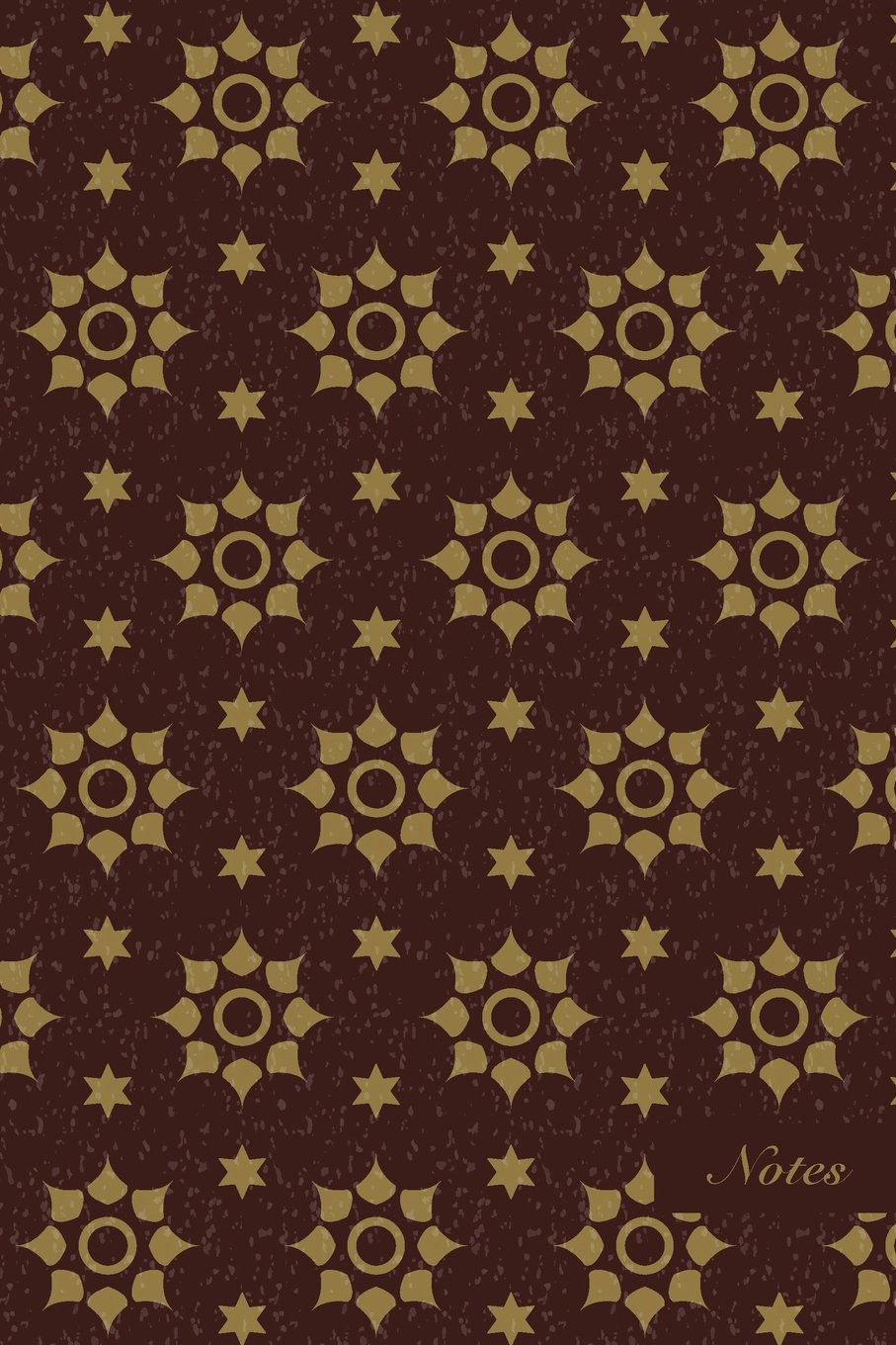 Notes: 6"x9" Blank Lined Page Notebook Oriental Round Star Cross Flower Seamless Pattern Cover. Matte Softcover Ruled Note Book Journal Film, Art & Culture
