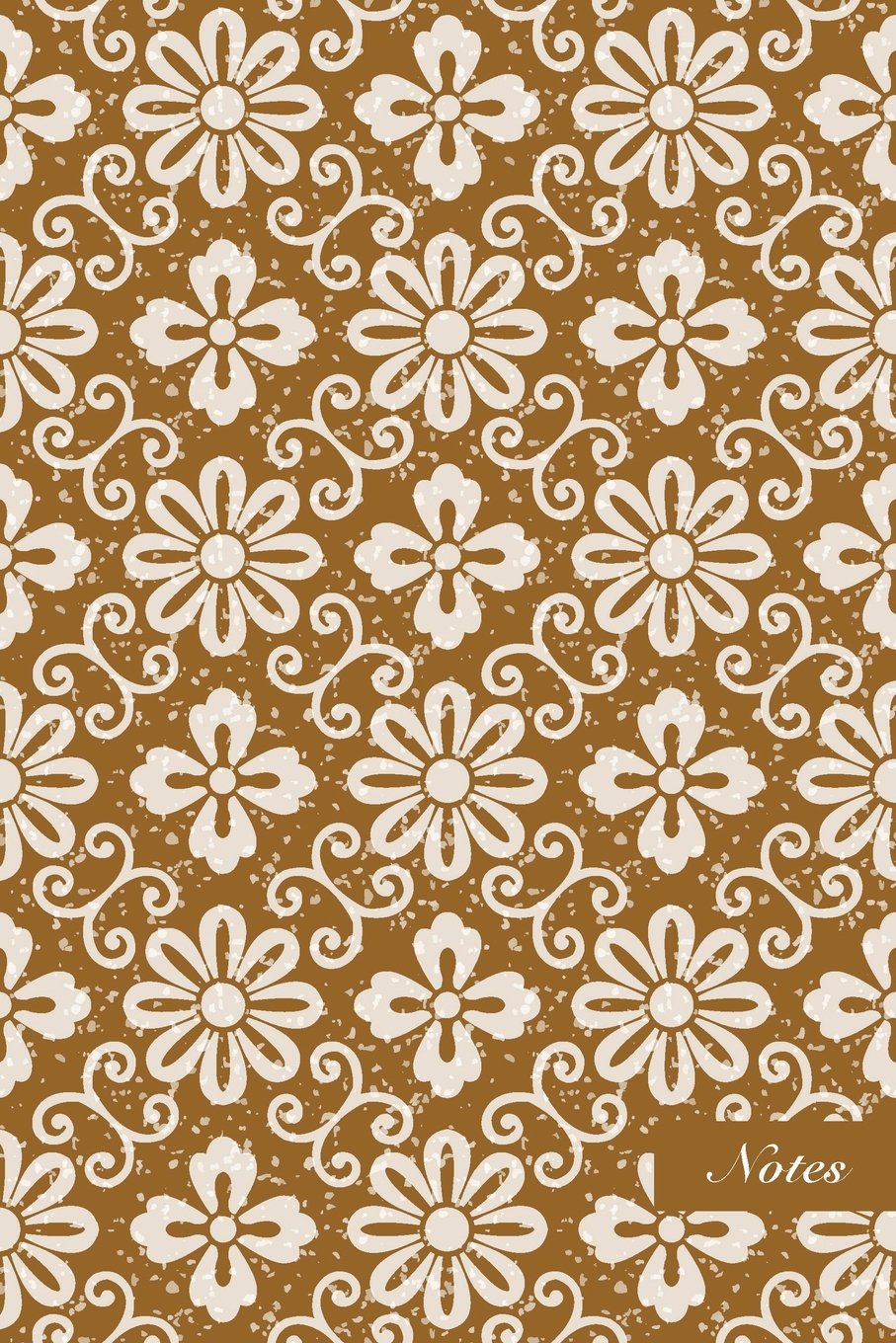 Notes: 6"x9" Blank Lined Page Notebook Oriental Ancient Round Cross Spiral Vine Flower Seamless Pattern Cover. Matte Softcover Ruled Note Book Journal Mathematics