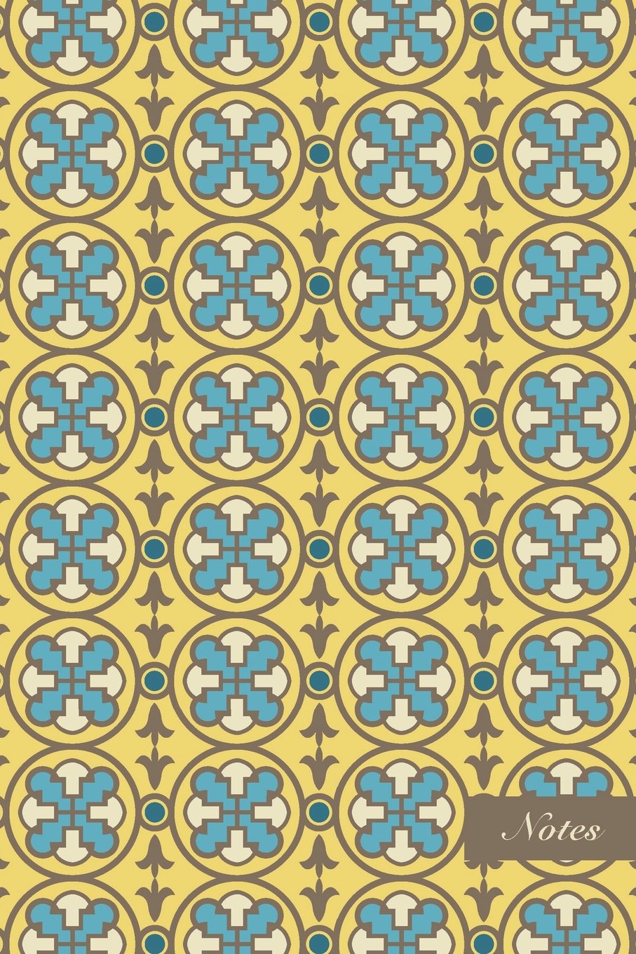 Notes: 6"x9" Blank Lined Page Notebook Oriental Round Cross Golden Outline Geometry Seamless Pattern Cover. Matte Softcover Ruled Note Book Journal Film, Art & Culture
