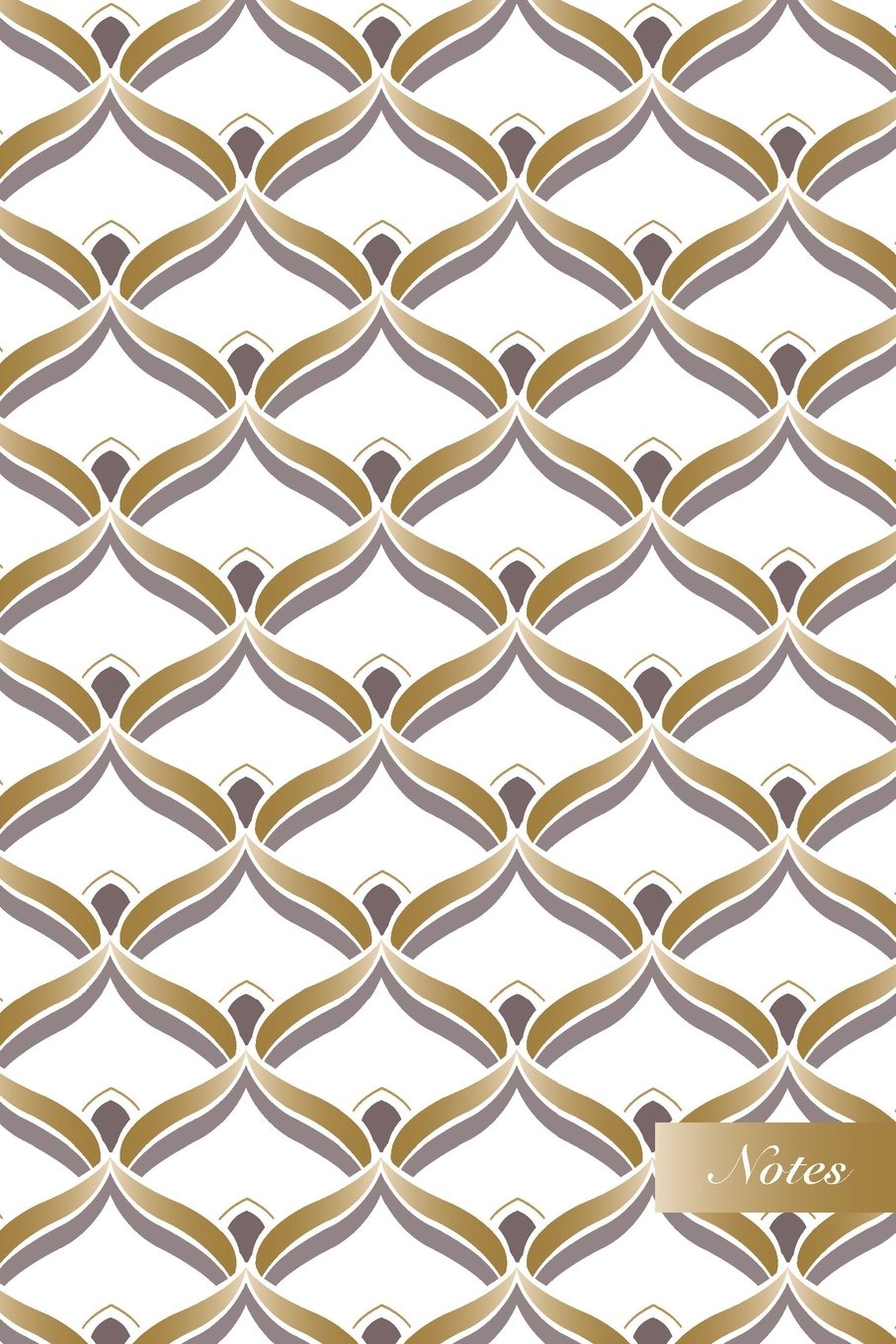 Notes: 6"x9" Unruled Blank Notebook Golden Gradient Curve Cross Scale Ribbon Wave Seamless Pattern Cover. Matte Softcover Note Book Journal Film, Art & Culture