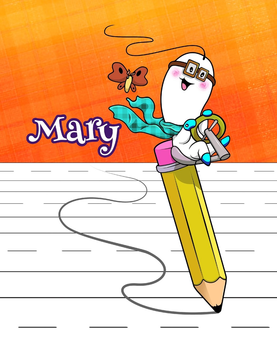 Mary: Personalized Book with Child's Name, Primary Writing Tablet, 54 Sheets of Practice Paper, 1" Ruling, 6 Coloring Pages, Preschool, Kindergarten, 1st Grade, Book Size 8 1/2" x 11" Non-fiction