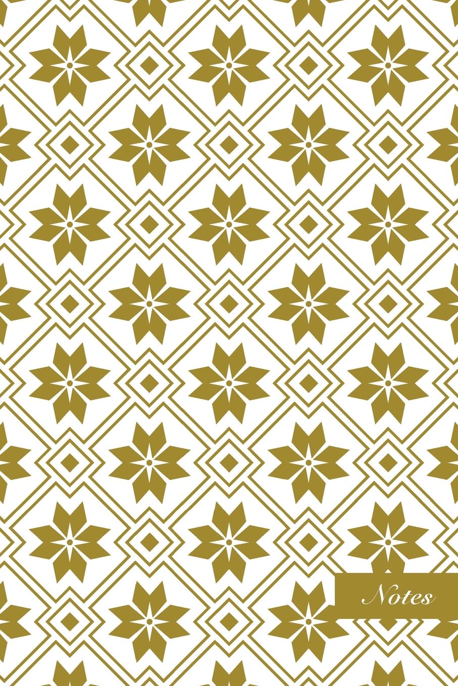 Notes: 6"x9" Unruled Blank Notebook Check Golden Square Cross Polygon Geometry Star Frame Line Seamless Pattern Cover. Matte Softcover Note Book Journal Film, Art & Culture