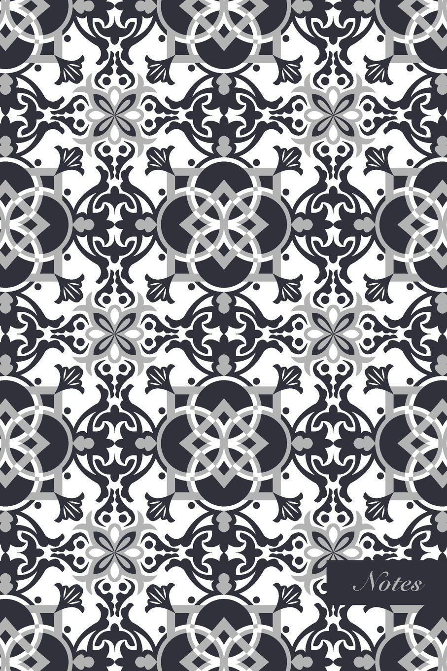 Notes: 6"x9" Unruled Blank Notebook Round Curve Cross Frame Botanic Flower Kaleidoscope Seamless Pattern Cover. Matte Softcover Note Book Journal Film, Art & Culture