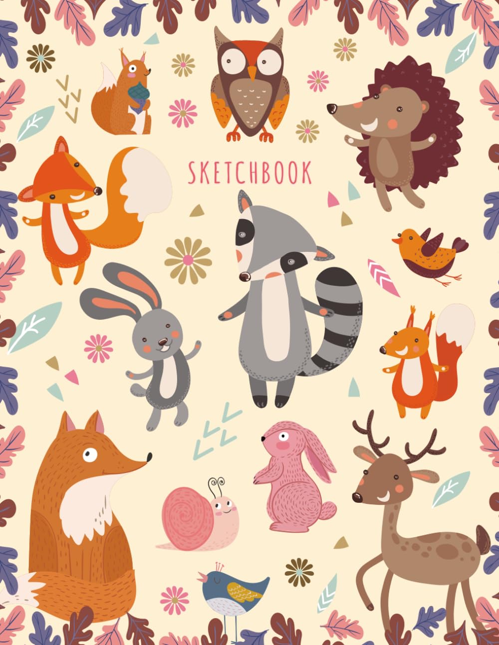 Sketchbook: Sketchbook for Girls: Cute Cartoon Forest Animals! (Owl, Fox, Birds, Rabbits, Deer) Sketching Journal / Blank Drawing - Extra Large 108+ Pages (Blank Sketch book For KIDs) Arts & Music