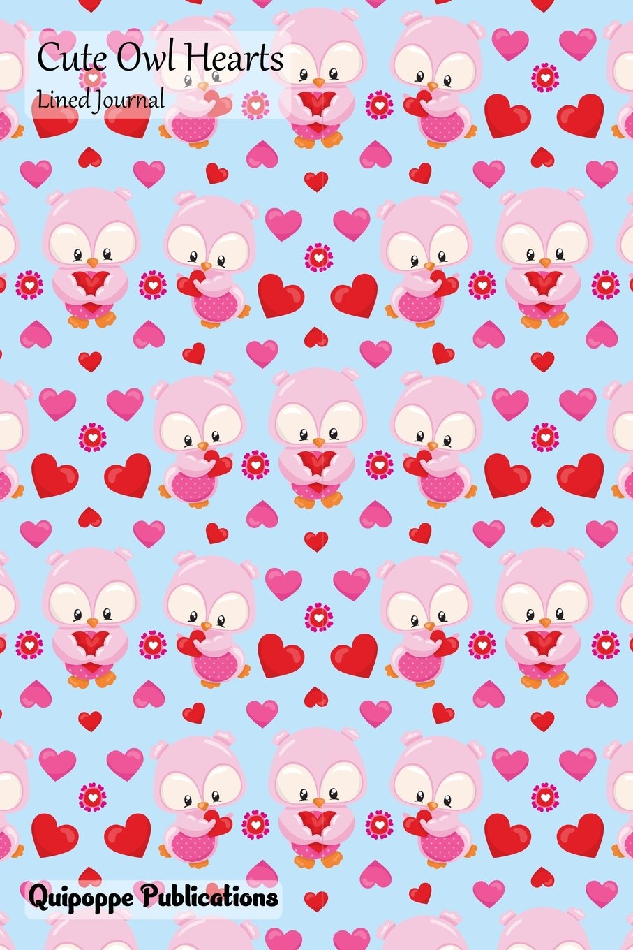 Cute Owl Hearts Lined Journal: Medium College Ruled Notebook With Cute Owls and Hearts Cover Lifestyle