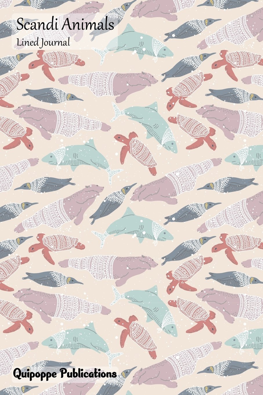 Scandi Animals Lined Journal: Medium College Ruled Notebook With Scandi Animals Cover Travel