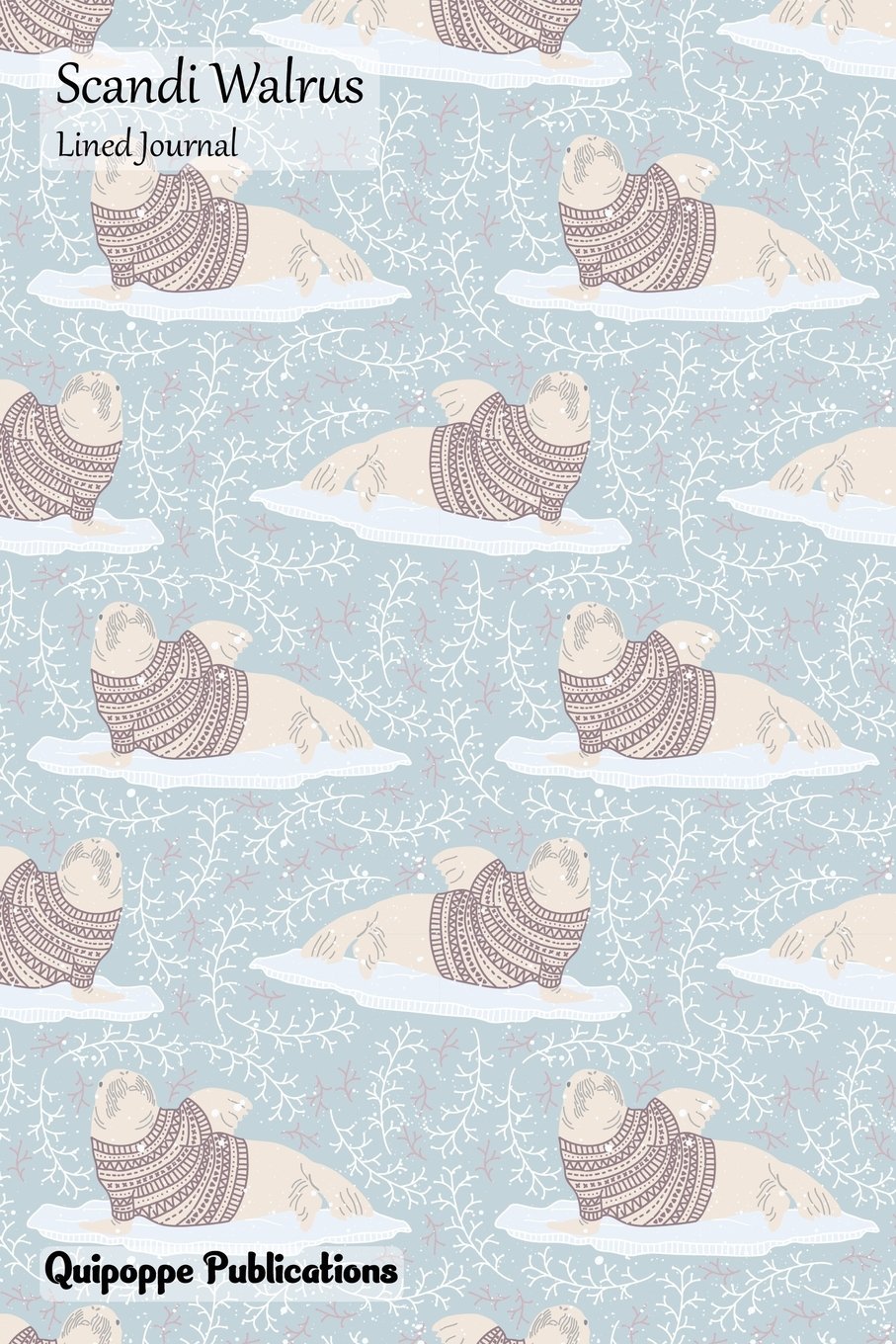 Scandi Walrus Lined Journal: Medium College Ruled Notebook With Scandi Walrus Cover Mathematics