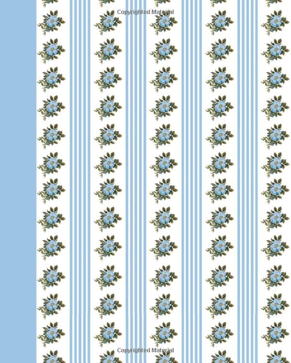 Journal: Floral and Stripes (Blue) 8x10 - GRAPH JOURNAL - Journal with graph paper pages, square grid pattern (8x10 Flowers Graph Journal Series) Lifestyle