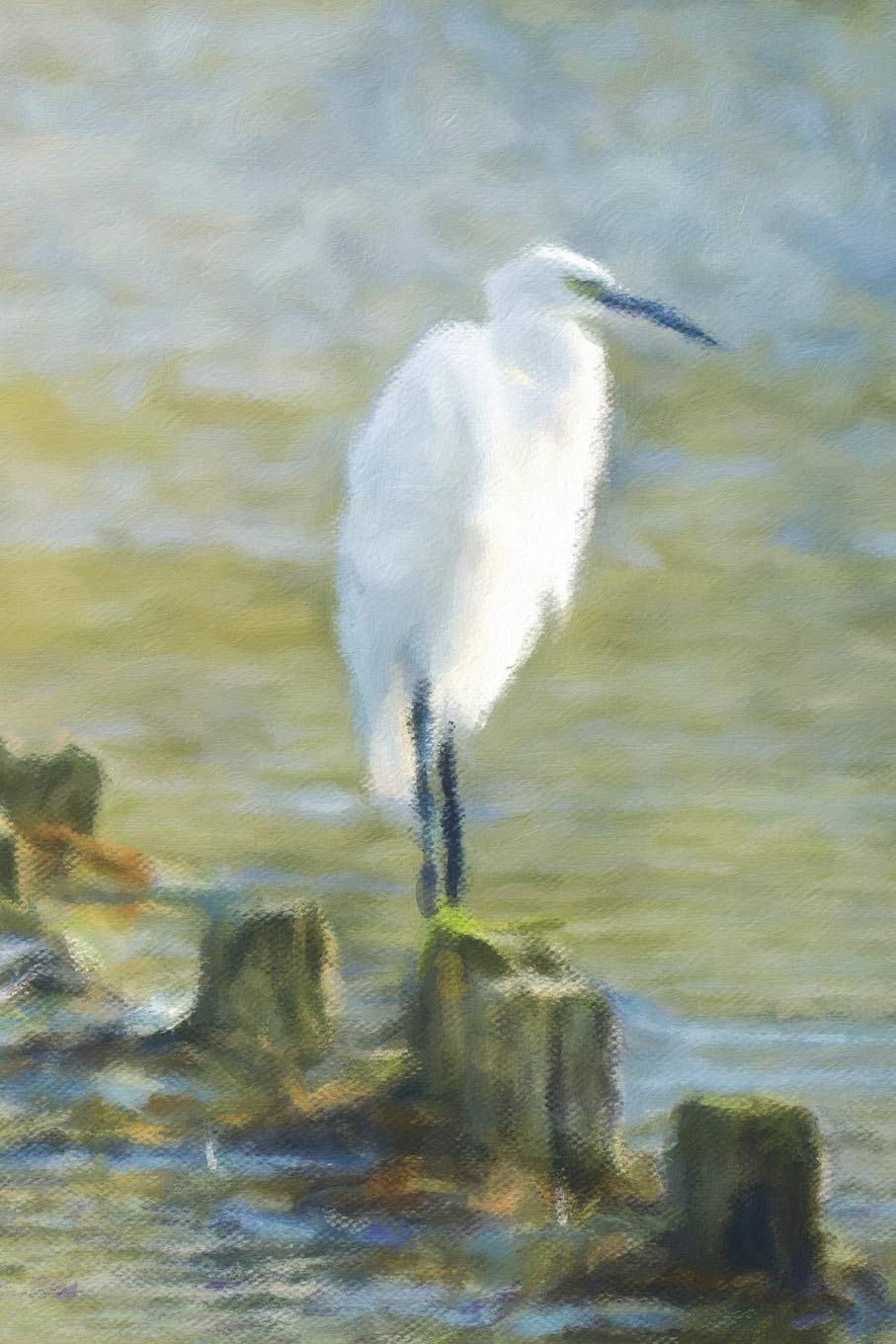 Egret on Wooden Pillar - Lined Notebook with Margins: 101 Pages, Medium Ruled, 6 x 9 Journal, Soft Cover Mathematics