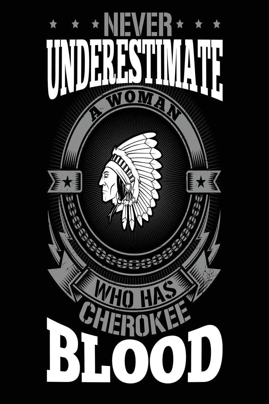 Never Underestimate a Woman Who Has Cherokee Blood: Funny Native American Cherokee Indian Notebook Books