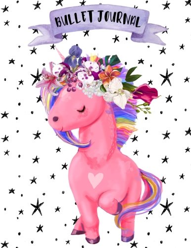 Bullet Journal: A4 - Licorne - 160 pages - couverture souple "glossy" - Pointillés - Dot point, bullet journal, dot grid, planner, planning, organizer, journal, Licornes, Bujo Learning & Reference