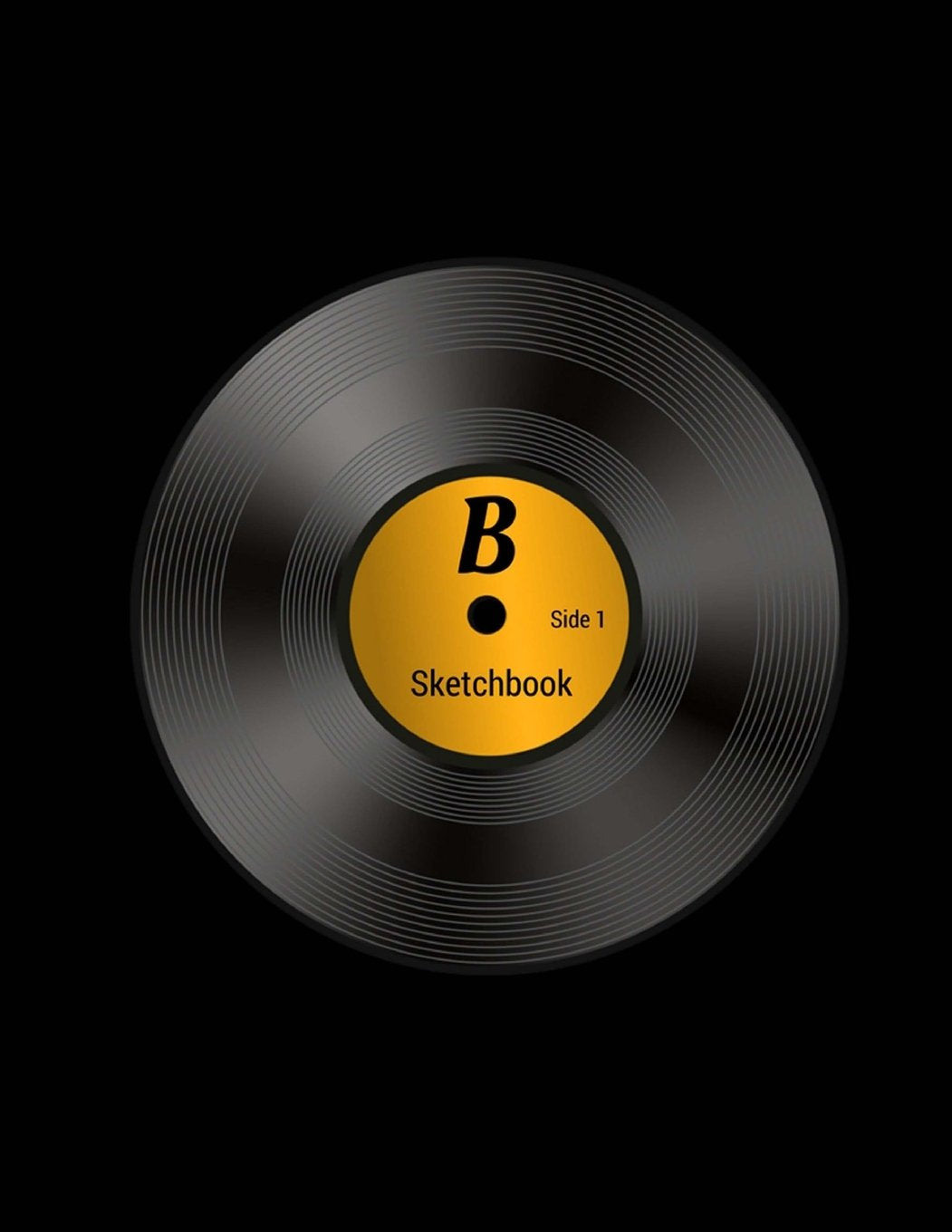 B: 8.5 x 11 Large Sketchbook Journal, Initial "B" Monogram Vinyl LP, Black Cover, Blank Book for Sketching, Doodling, Writing (Notebook, Art Drawing Pad), 100 Blank Pages with No Lines Media & Communication