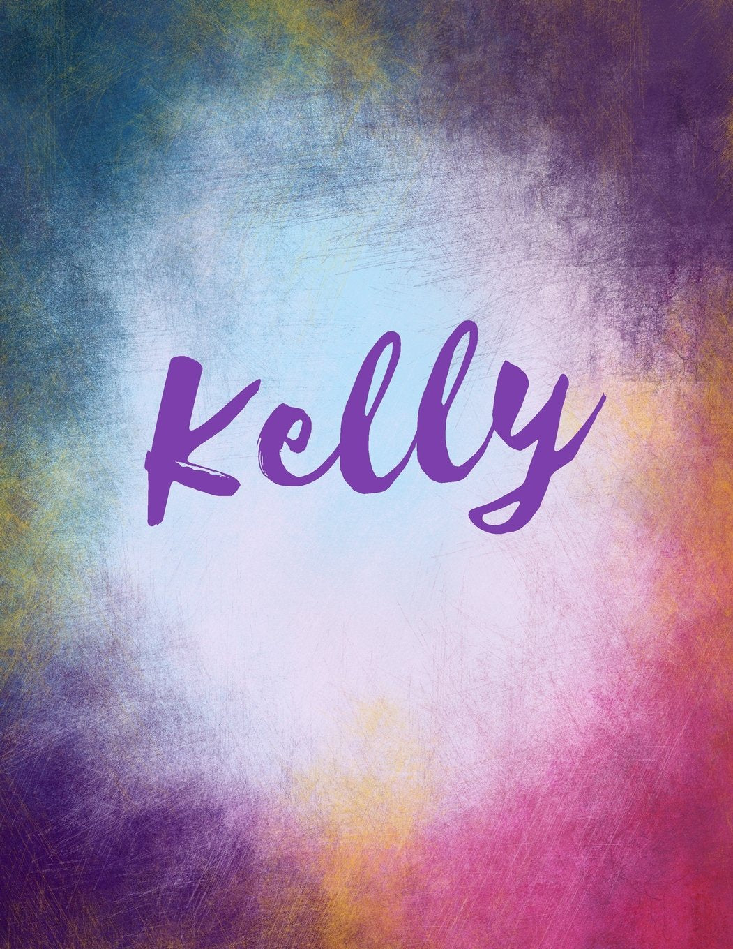 Kelly: Kelly sketchbook/ journal/ blank book. Large 8.5 x 11 Attractive bright watercolor wash purple pink orange & blue tones. arty stylish pretty journal. Tiptoi & Games