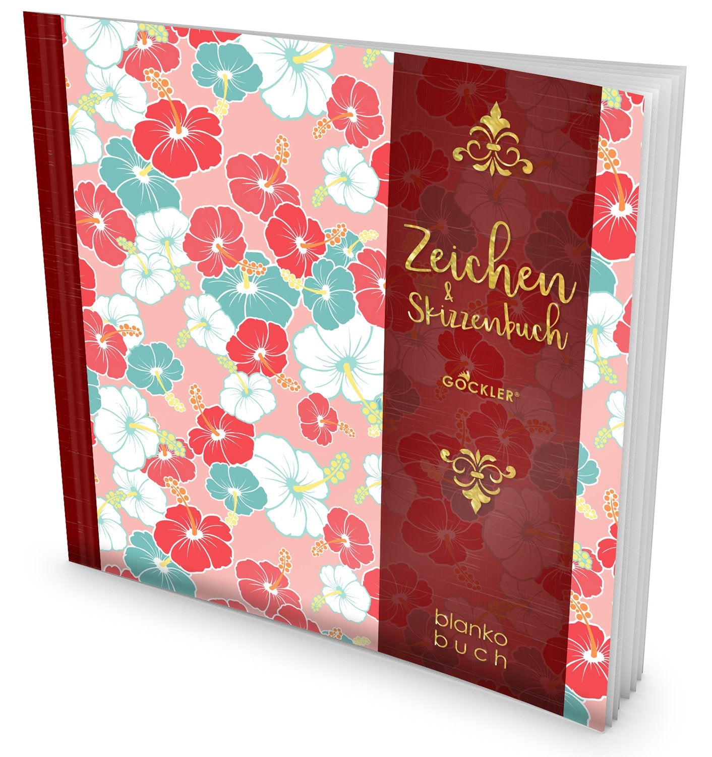 GOCKLER® Zeichen & Skizzenbuch: 100+ Blanko-Seiten, Register, Datum, Seitenzahlen, Glänzendes Softcover +++ Ideal für Handlettering, Kaligraphie und Karikaturen +++ DesignArt.: Blumenmotiv Arts & Music