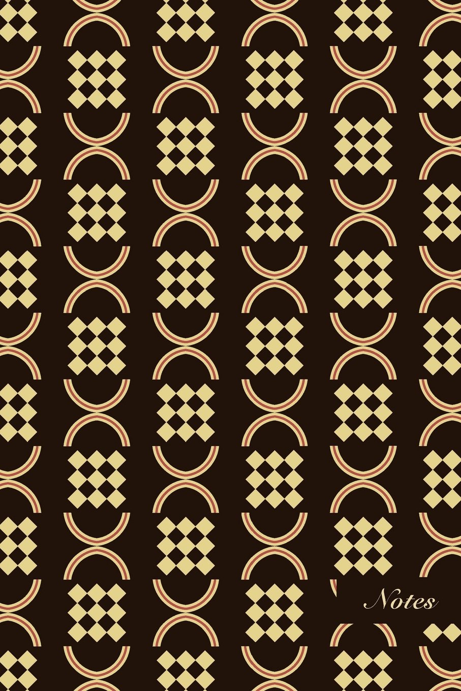 Notes: 6"x9" Ruled Blank Lined Pages Notebook Seamless Oriental Southeast Asian Pattern Cover Semi Round Curve Cross Frame Check Diamond Geometry Cross. Matte Softcover Note Book Journal Film, Art & Culture