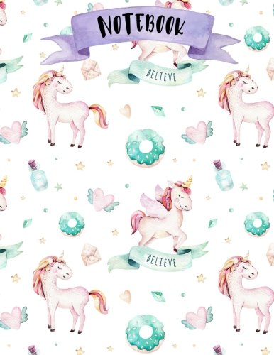 Notebook: 160 pages - Unicorns - 8.5 x 11 - Soft Glossy Cover - journal, planner, planning, organizer, College, School, College Ruled Notebook Learning & Reference