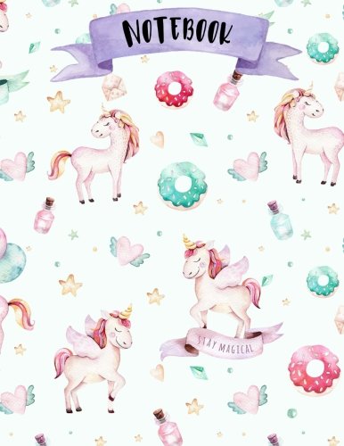 Notebook: 160 pages - Unicorns - 8.5 x 11 - Soft Glossy Cover - journal, planner, planning, organizer, College, School, College Ruled Notebook Learning & Reference