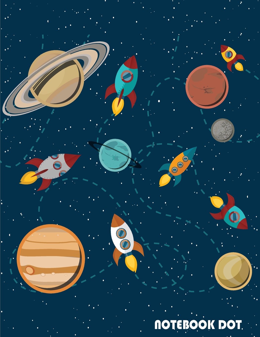 Notebook dot: This blank journal with 110 dot-grid pages awaits your writing pleasure. Use it for journaling, as a diary. Enjoy! Good choice for ... was designed for Solar system rockets concept Lifestyle
