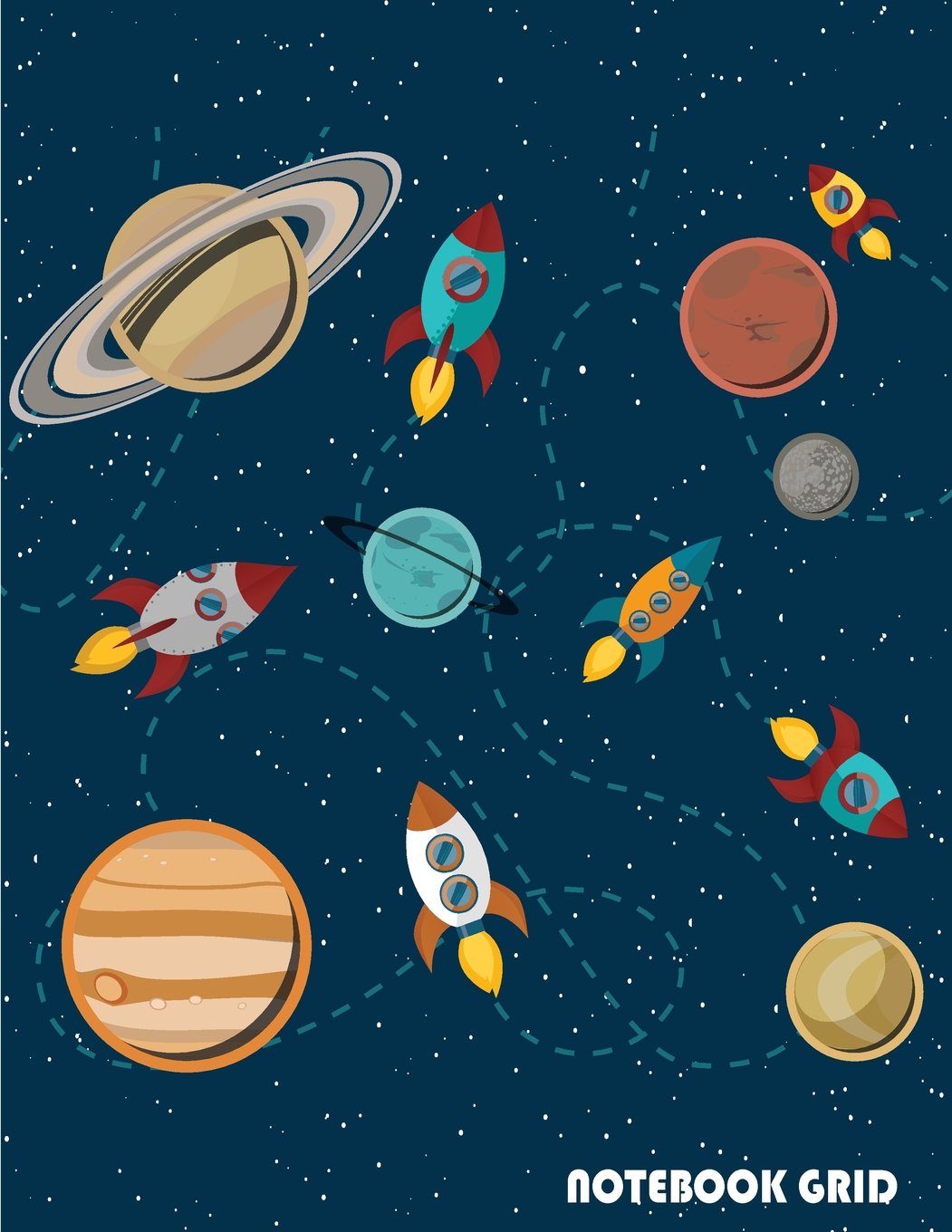 Notebook grid: This blank journal with 110 dot-grid pages awaits your writing pleasure. Use it for journaling, as a diary. Enjoy! Good choice for ... was designed for Solar system rockets concept Lifestyle