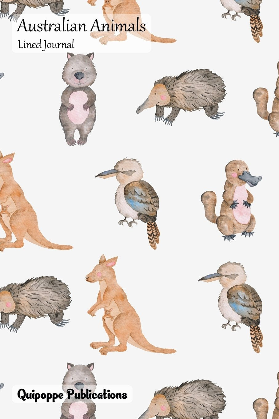 Australian Animals Lined Journal: Medium College Ruled Notebook With Kangaroos Wombats and Friends Pattern Cover Travel