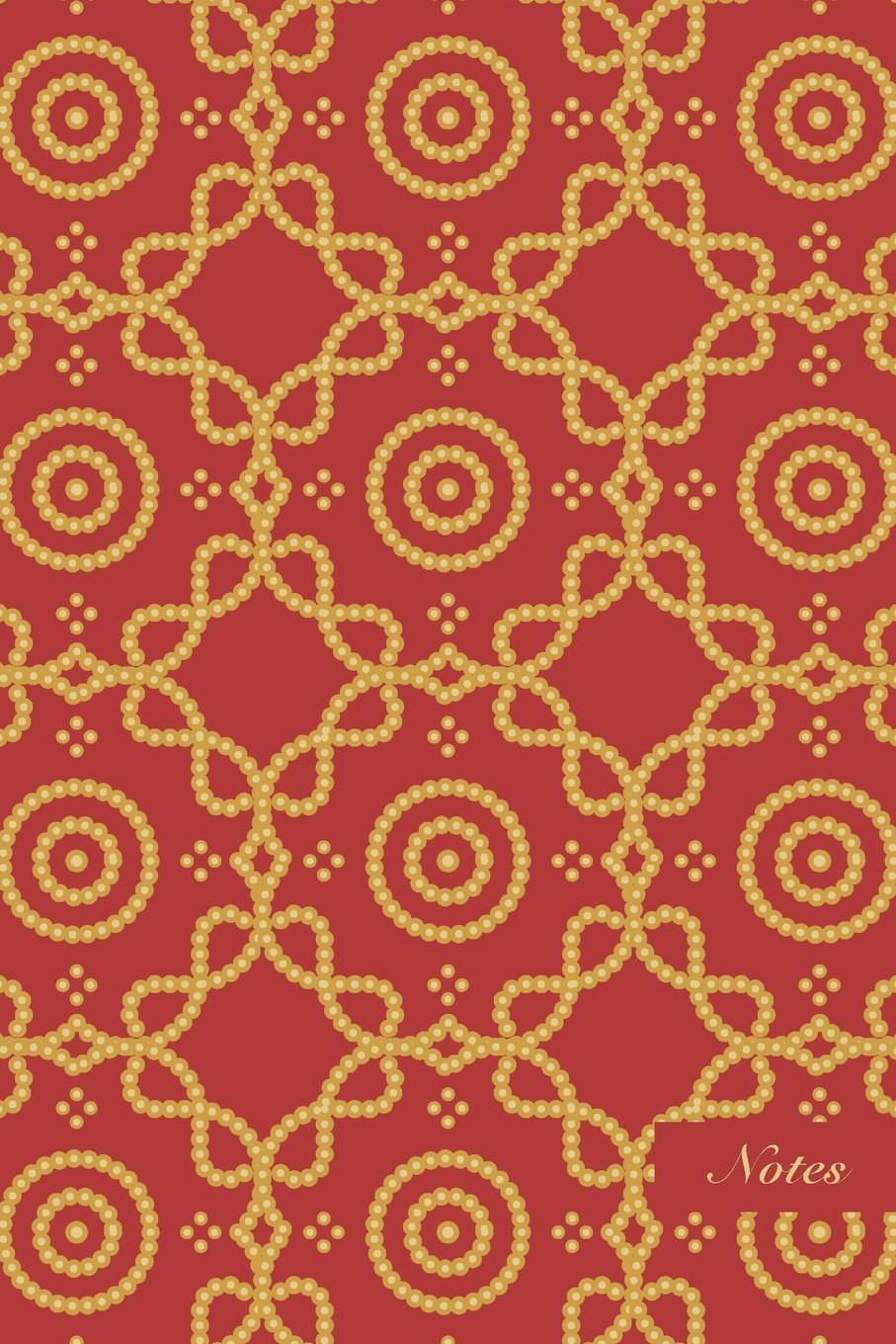 Notes: 6"x9" Unruled Blank Pages Notebook Seamless Oriental Southeast Asian Pattern Cover Golden Round Dot Cross Frame Line Flower. Matte Softcover Note Book Journal Film, Art & Culture