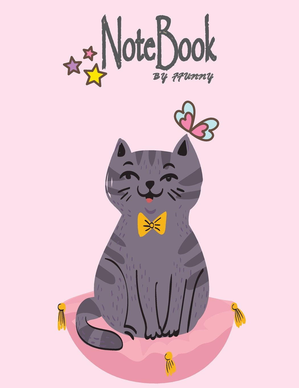 Notebook By FFunny: Grey cat on pink cover and Dot Graph Line Sketch pages, Extra large (8.5 x 11) inches, 110 pages, White paper, Sketch, Draw and Paint (Grey cat on orange notebook, Band 5) Film, Art & Culture