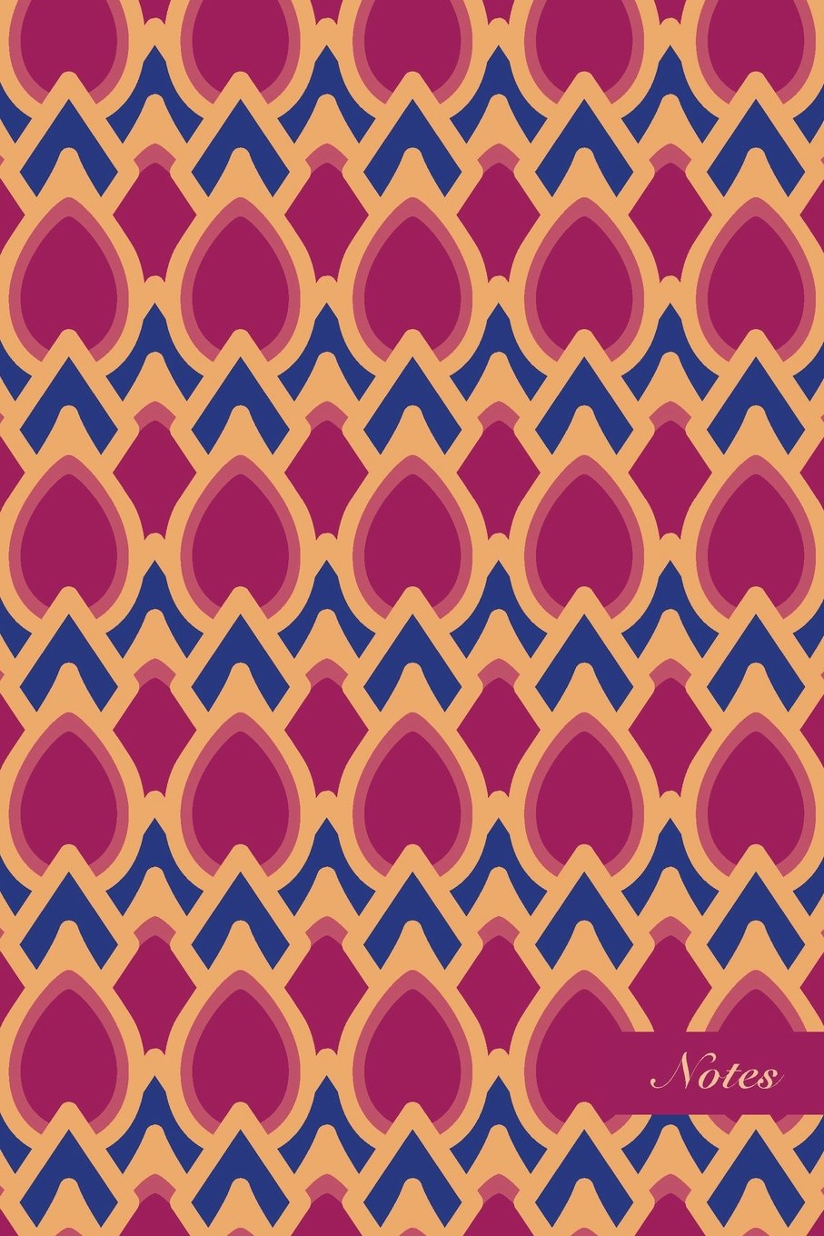 Notes: 6"x9" Unruled Blank Pages Notebook Seamless Oriental Southeast Asian Pattern Cover Curve Check Cross Frame Geometry Kaleidoscope. Matte Softcover Note Book Journal Film, Art & Culture