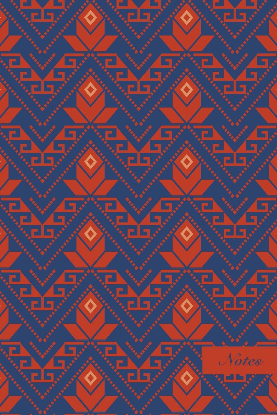 Notes: 6"x9" Unruled Blank Pages Notebook Seamless Oriental Southeast Asian Pattern Cover Spiral Geometry Polygon Cross Frame Chain Flower. Matte Softcover Note Book Journal Film, Art & Culture