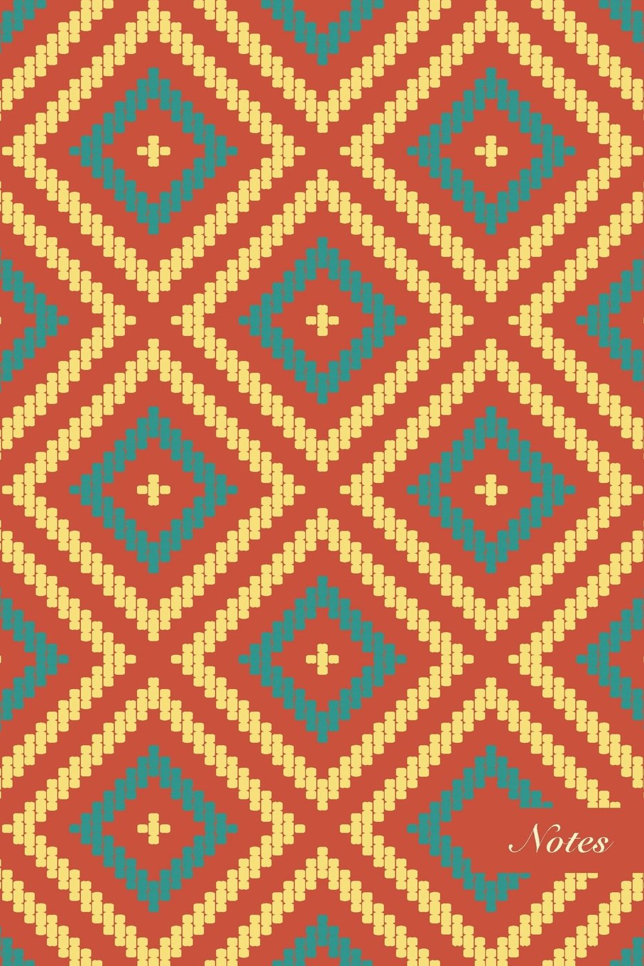 Notes: 6"x9" Unruled Blank Pages Notebook Seamless Oriental Southeast Asian Pattern Cover Weaving Stitch Cross Diamond Check Geometry Kaleidoscope. Matte Softcover Note Book Journal Film, Art & Culture