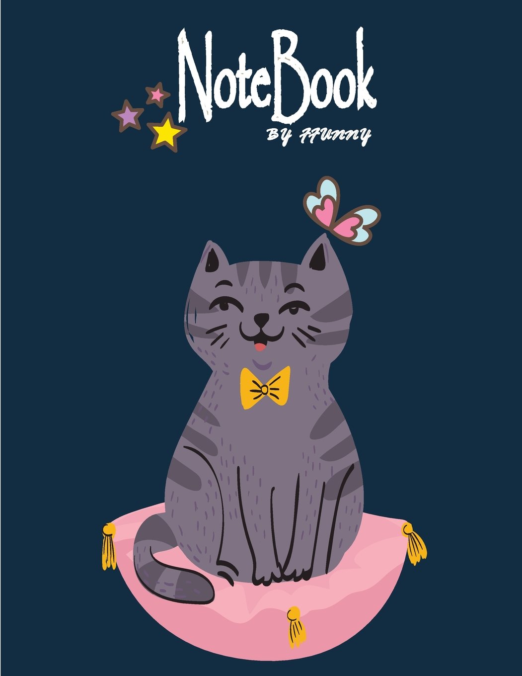 Notebook By FFunny: Grey cat on dark blue cover and Dot Graph Line Sketch pages, Extra large (8.5 x 11) inches, 110 pages, White paper, Sketch, Draw and Paint (Grey cat on dark blue notebook, Band 5) Pets