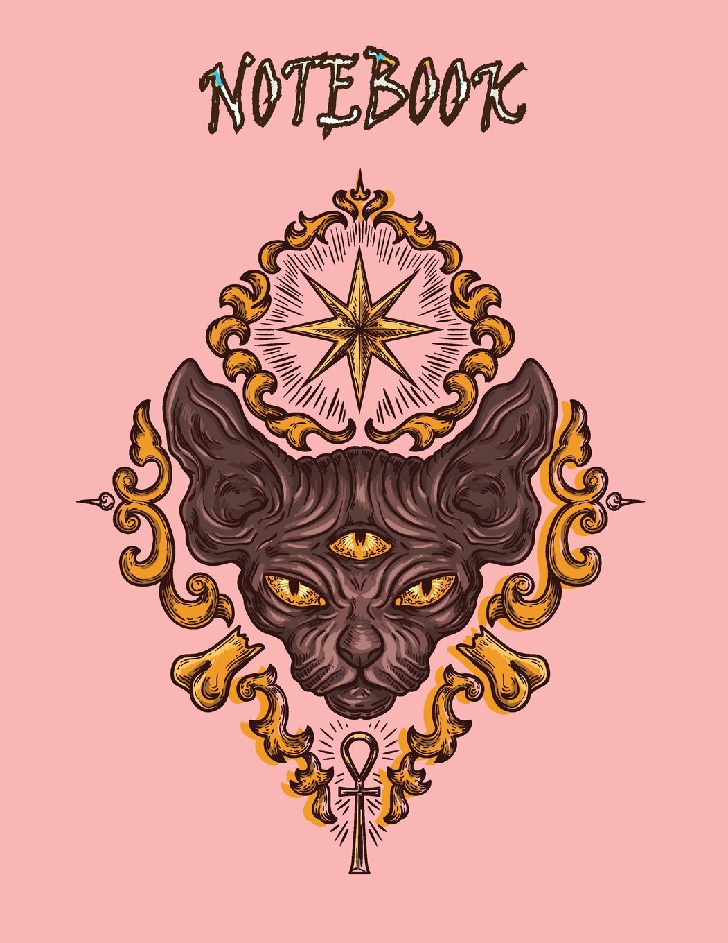 Notebook: Dark brown cat on pink cover and Dot Graph Line Sketch pages, Extra large (8.5 x 11) inches, 110 pages, White paper, Sketch, Draw and Paint (Dark brown cat on pink notebook, Band 5) Learning & Reference