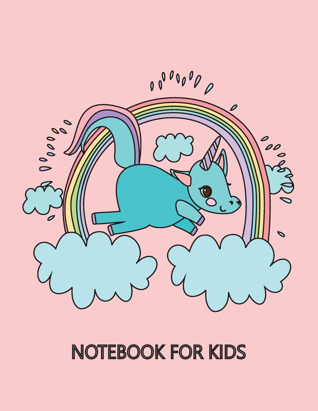 Notebook For Kids: Unicorn On The Pink Cover Notebook Journal Diary, 110 Dashed lines pages, 8.5" x 11" , Date on top Arts & Music