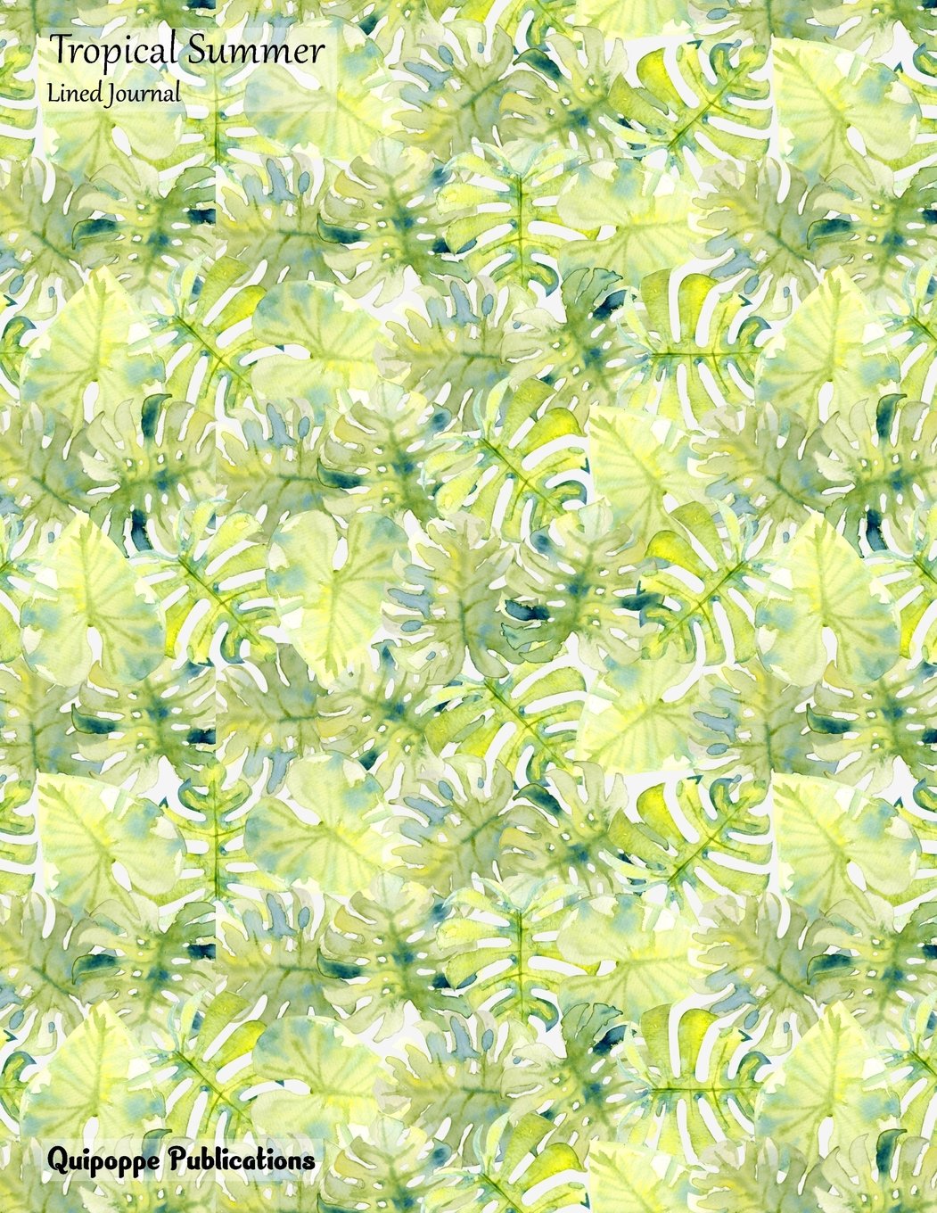 Tropical Summer Lined Journal: Large College Ruled Notebook With Yellow Leaves Pattern Cover Mathematics