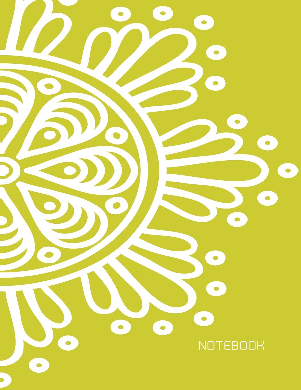Notebook: Big Mandala On Yellow Cover Notebook Journal Diary, 110 Dashed lines pages, 8.5" x 11" , Date on top (mandala notebook cover5, Band 1) Film, Art & Culture