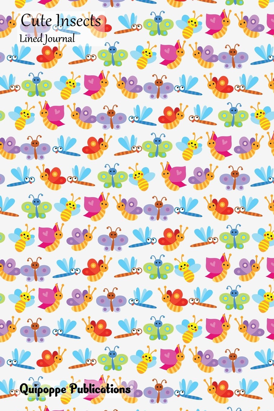 Cute Insects Lined Journal: Medium Size College Ruled Notebook With Flying Insects Pattern Cover Lifestyle